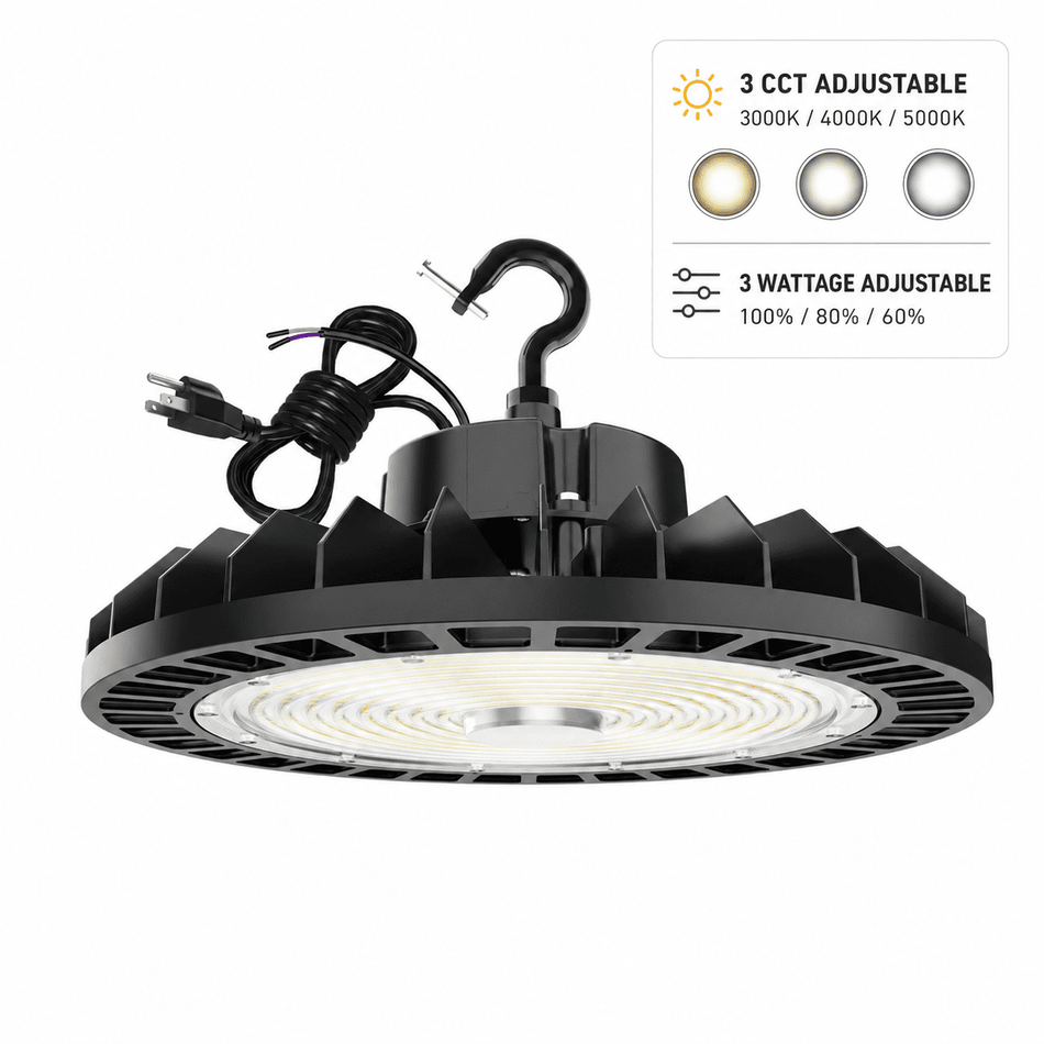 KUKUPPO 150-500W LED High Bay Light - Selectable Wattage & CCT Series, 100-277V