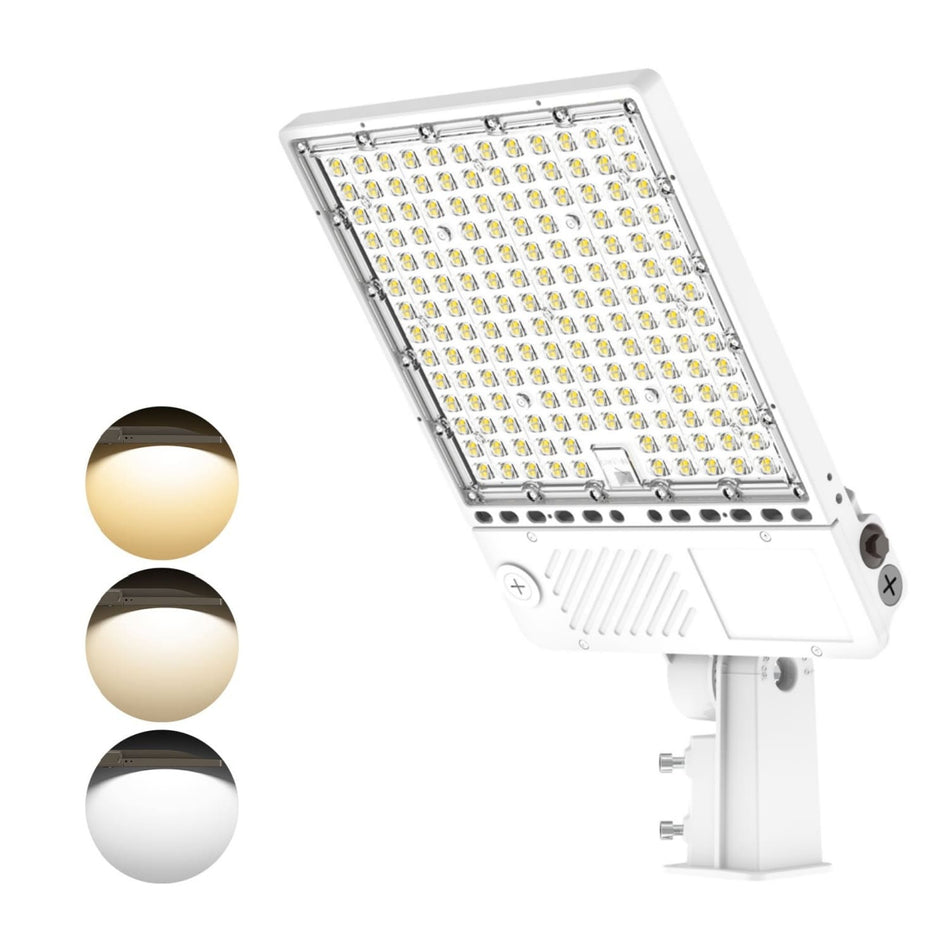 KUKUPPO 360/290/220W LED Shoebox Light - 22500LM, 3000/4000/5000K, 100-277V, With Photocell, White