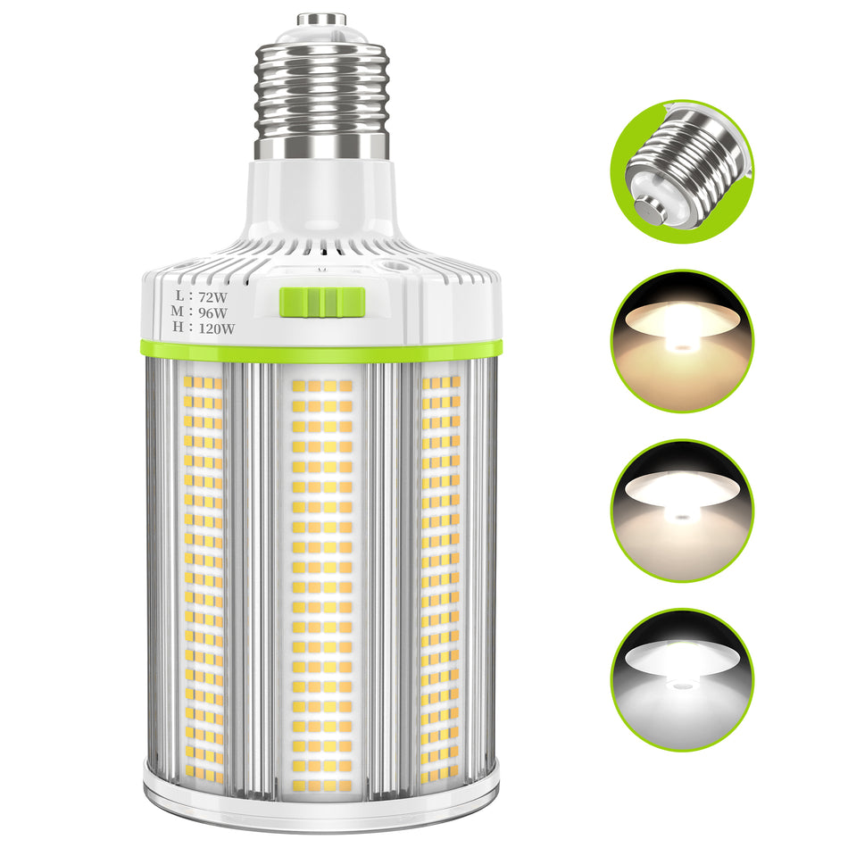 KUKUPPO 120W/96W/72W LED Fan Corn Light - ETL&DLC&CE,18000LM,4500/5000/5700K,E39,100-277VAC,PC Cover