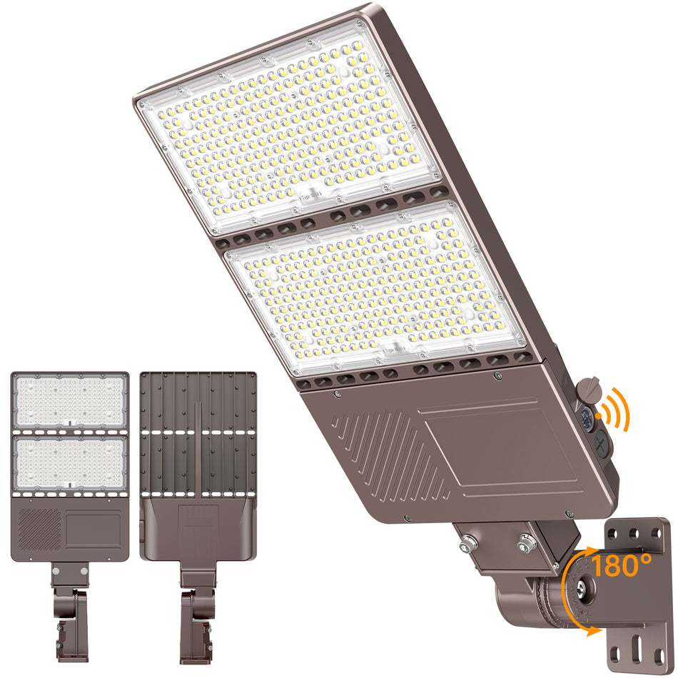 KUKUPPO 320W/256W/192W LED Parking Lot Light - UL&DLC,48000LM,4500K/5000K/5700K,AC100-277V,With Built-In Photocell,A&N Bracket