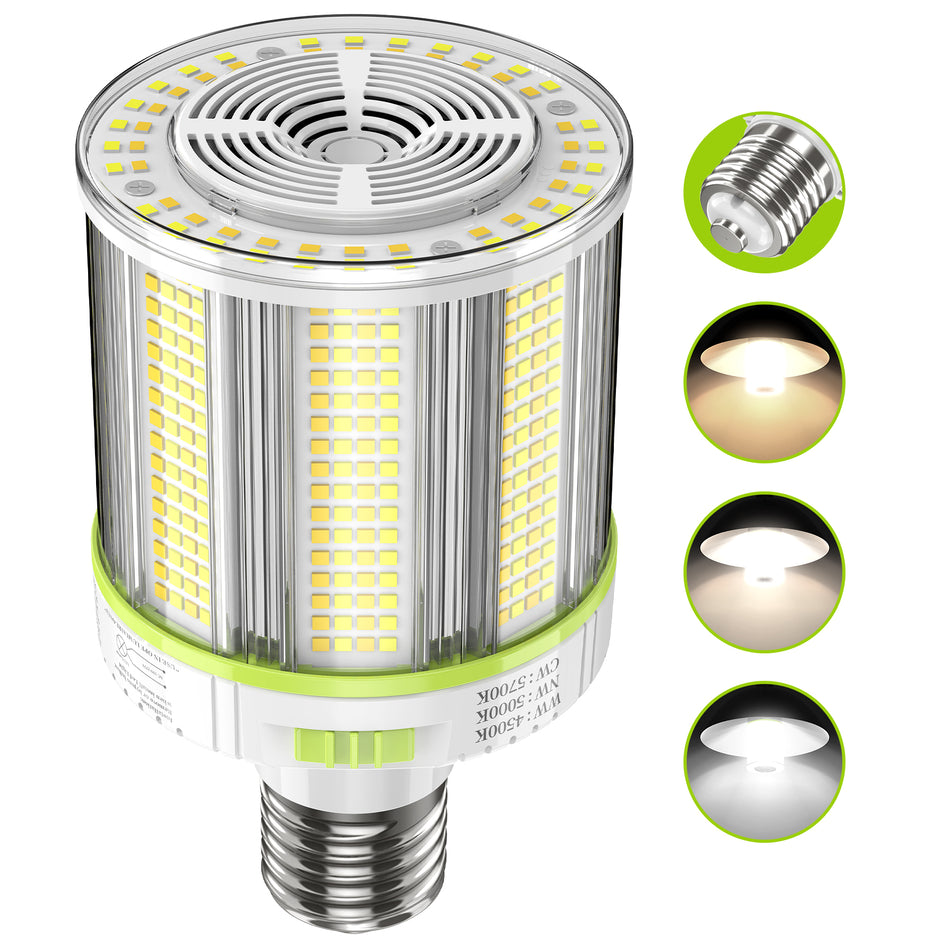 KUKUPPO 100W/80W/60W LED Fan Corn Light - ETL&DLC&CE,15000LM,4500/5000/5700K,E39,100-277VAC,PC Cover
