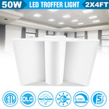 KUKUPPO 4PACK 2×4FT 50/40/35/30/25W LED Troffer Light - 6500LM, 3500/4000/5000/5700/6500K, 120-277V, 0-10V Dimmable