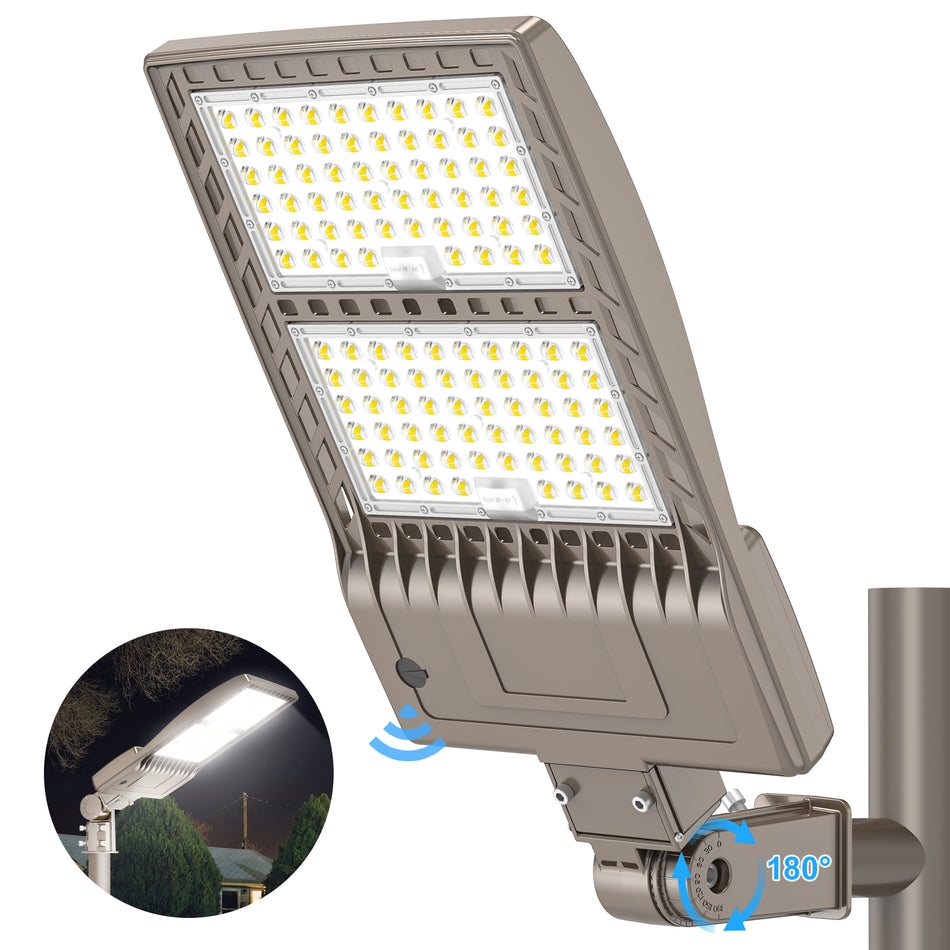 KUKUPPO 450W/360W/270W LED Shoebox Light - ETL&DLC,67500LM,AC100-277V,5000K,IP65,With Built-In Photocell,Slip Fitter