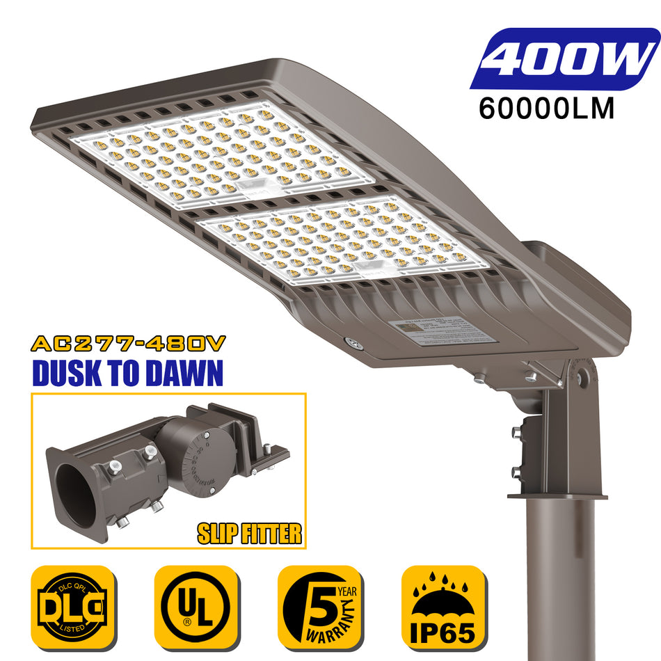 KUKUPPO 400W/320W/240W LED Shoebox Light - ETL/CE,60000Lm,5000K,277-480V,With Photocell,Slip Fitter