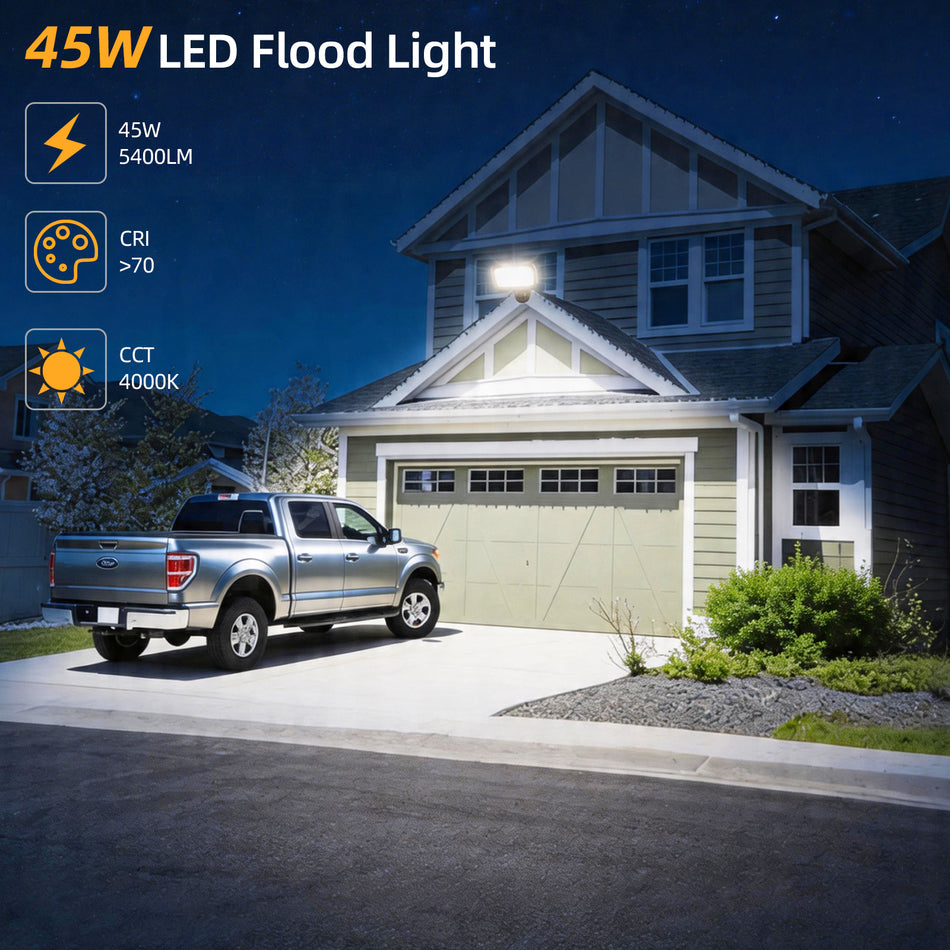 KUKUPPO 3PACK 45W LED Knuckle Flood Light - 4500LM, 4000K, 100-277V