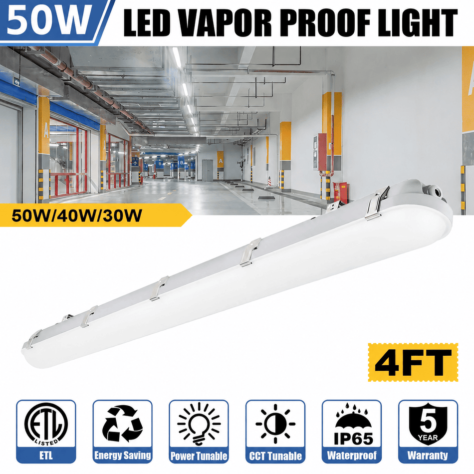 KUKUPPO 6PACK 4FT 50/40/30W LED Vapor Light - 7500LM, 3000/4000/5000K, 100-277V, 0-10V Dimmable