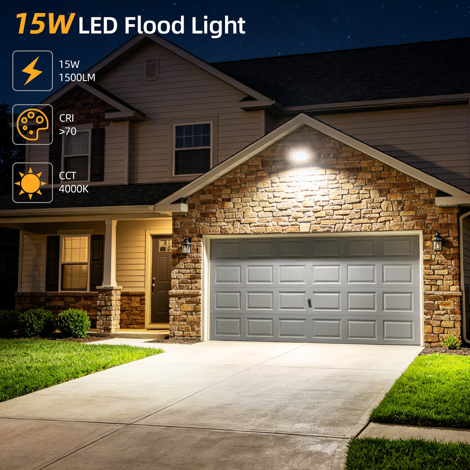 KUKUPPO 12PACK 15W LED Knuckle Flood Light - 1500LM, 4000K, 100-277V