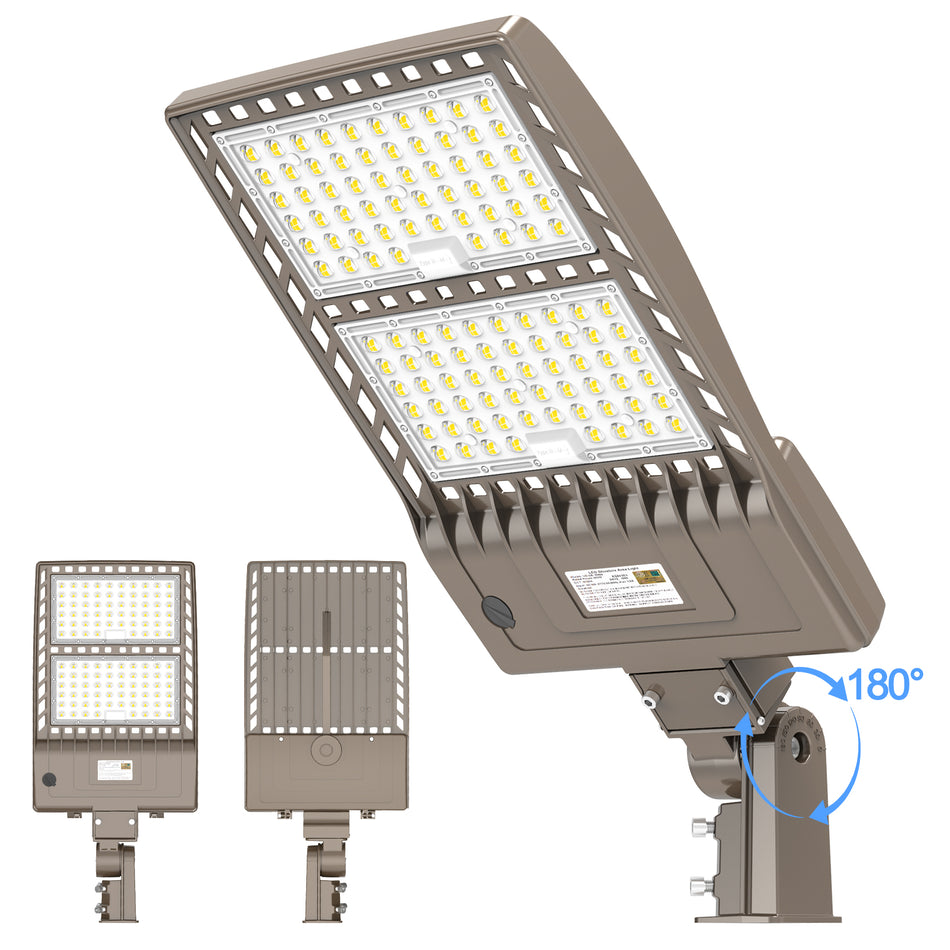 KUKUPPO 400/320/240W LED Shoebox Light - Built-in Photocell Series, 60000LM, 100–277V, 5000K, Slip Fitter