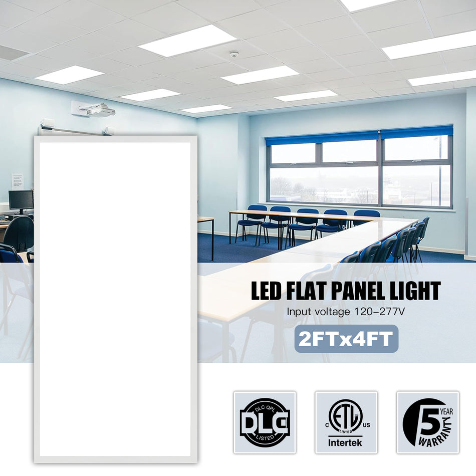 KUKUPPO 72/60/50/40/30W LED Flat Panel Light - ETL&DLC,9360LM,3500/4000/5000/5700/6500K,100-277VAC,Dimmable,2x4FT,4PCS/CTN