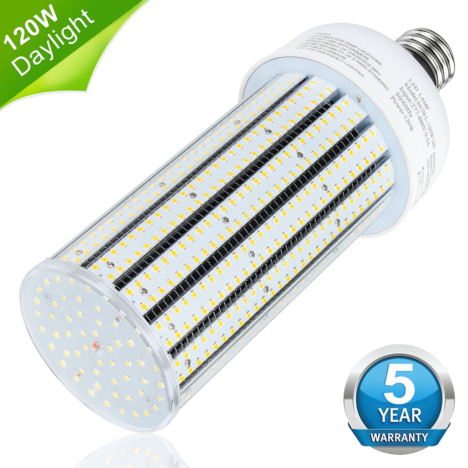 KUKUPPO 120W New LED Corn Light - ETL&UL&CE,16800LM,5000K,277-480VAC,E39,PC Cover
