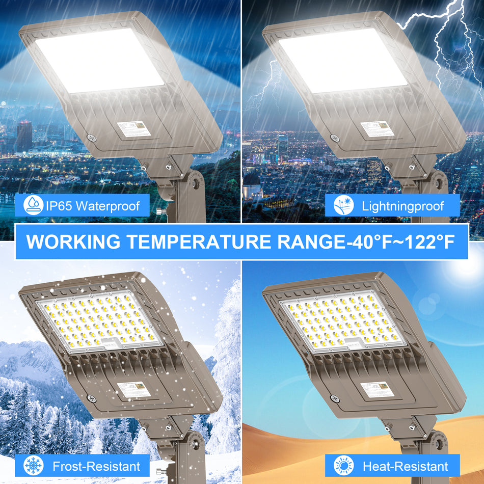 KUKUPPO 240W/200W/150W LED Shoebox Light - UL&DLC,36000LM,5000K,277-480V,With Photocell,No Bracket