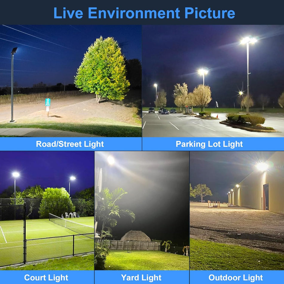 KUKUPPO 200/160/120W LED Shoebox Light - Built-in Photocell Series, 30000LM, 100–277V, 5000K