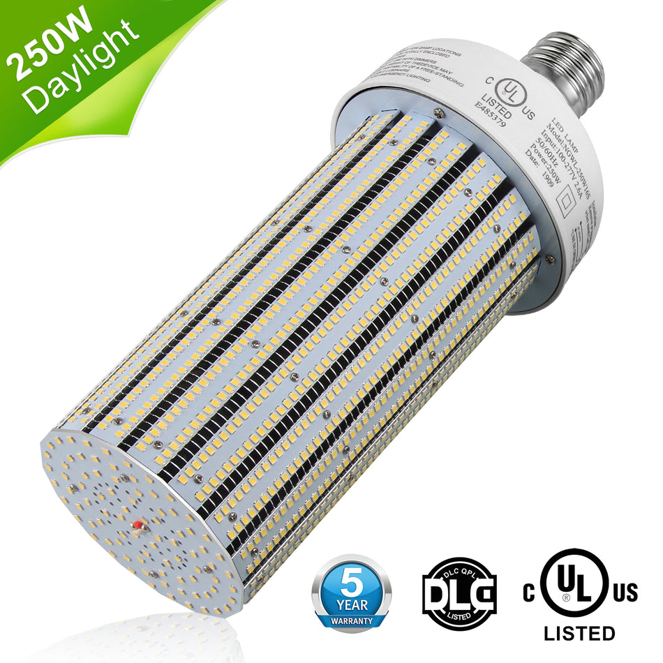 KUKUPPO 250W New LED Corn Light - ETL&UL&CE,35000LM,5000K,100-277VAC,E39,PC Cover
