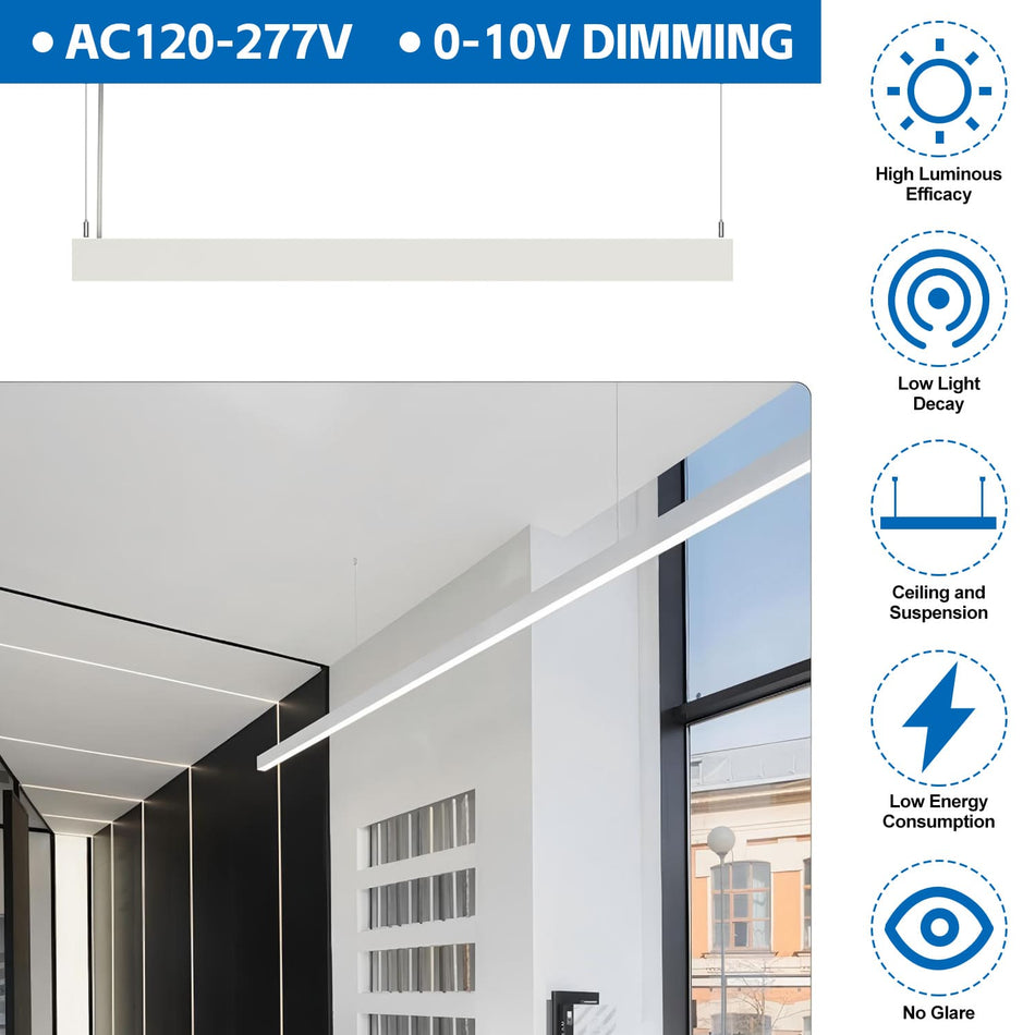 KUKUPPO 2PACK 4FT 50/40/30W LED Architectual Light - 6250LM, 3000/4000/5000K, 120-277V, 0-10V Dimmable