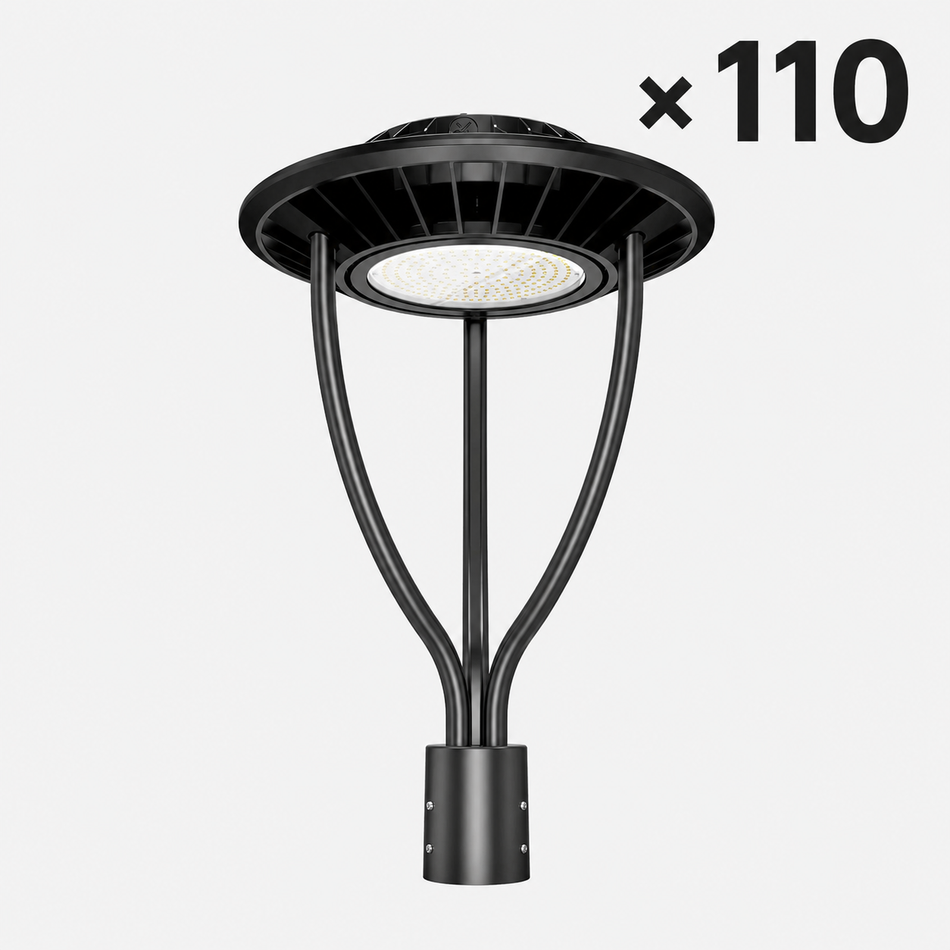 KUKUPPO 60W/48W/36W LED Post Top Light - ETL&DLC,9000LM,3000/4000/5000K,100-277VAC,With Built-In Photocell(110 pieces)