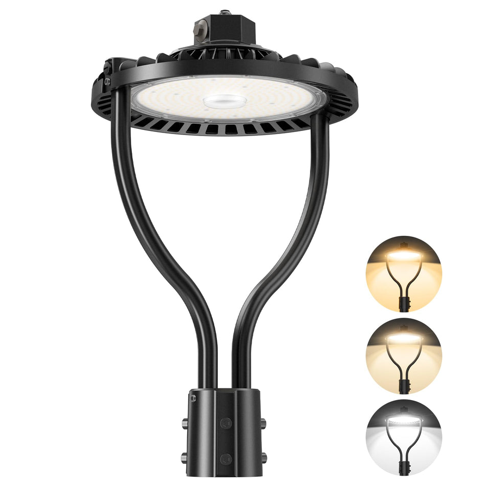 KUKUPPO 60W/48W/36W LED Post Top Light - ETL&DLC,9000LM,3000K/4000K/5000K,100-277VAC,IP65,With Photocell