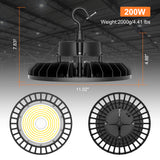 KUKUPPO 200/150/120W LED High Bay Light - 30000lm, 100-277V, 4500/5000/5700K, 90°, With Microwave Expansion Port
