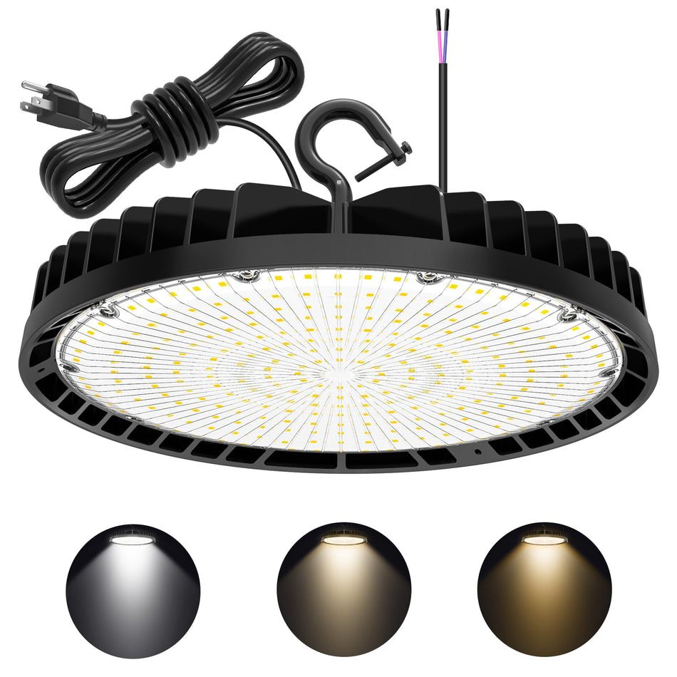 KUKUPPO 240W/200W/150W LED High Bay Light - ETL&DLC,36000LM,4500/5000/5700K,100-277VAC,0-10V Dimmable,US Plug