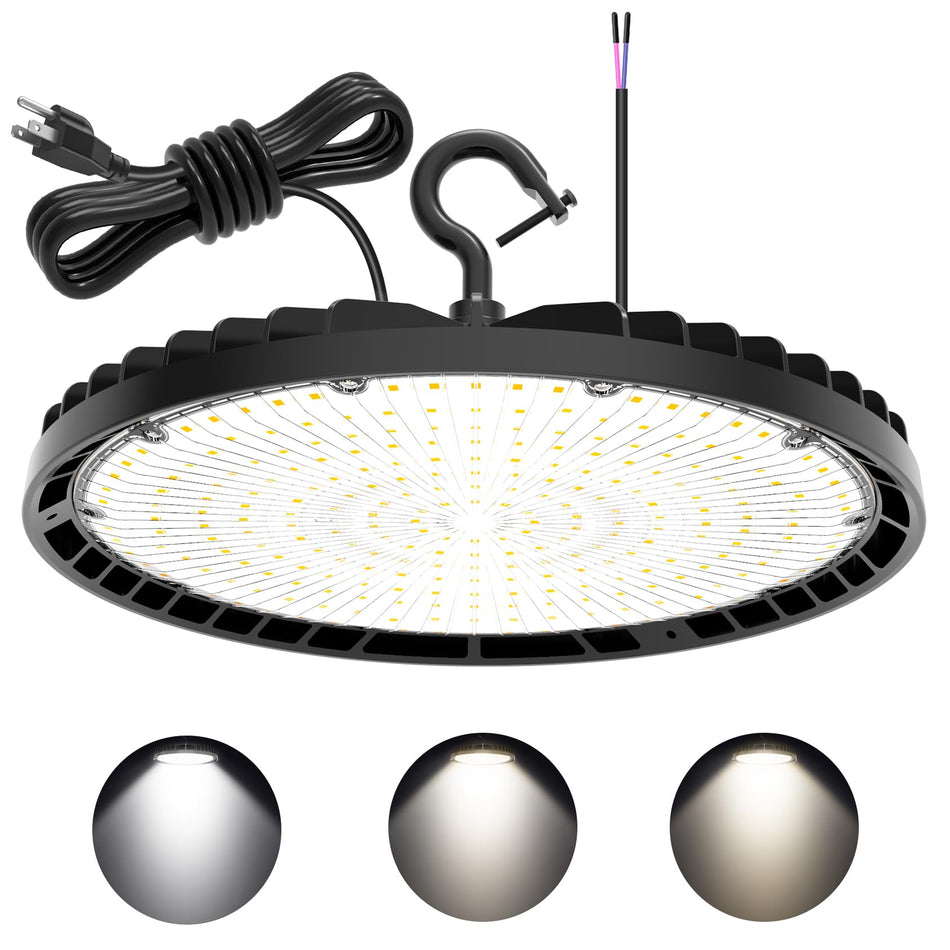 KUKUPPO 150W/120W/90W LED High Bay Light - ETL&DLC,22500LM,4500/5000/5700K,100-277VAC,0-10V Dimmable,US Plug
