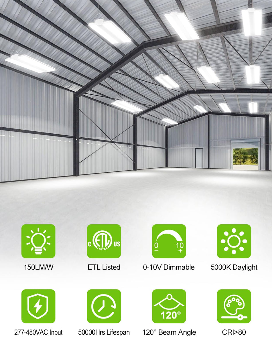 KUKUPPO 400W LED Linear High Bay - UL/DLC/ETL,60000LM,5000K,100-277VAC,0-10V Dimmable