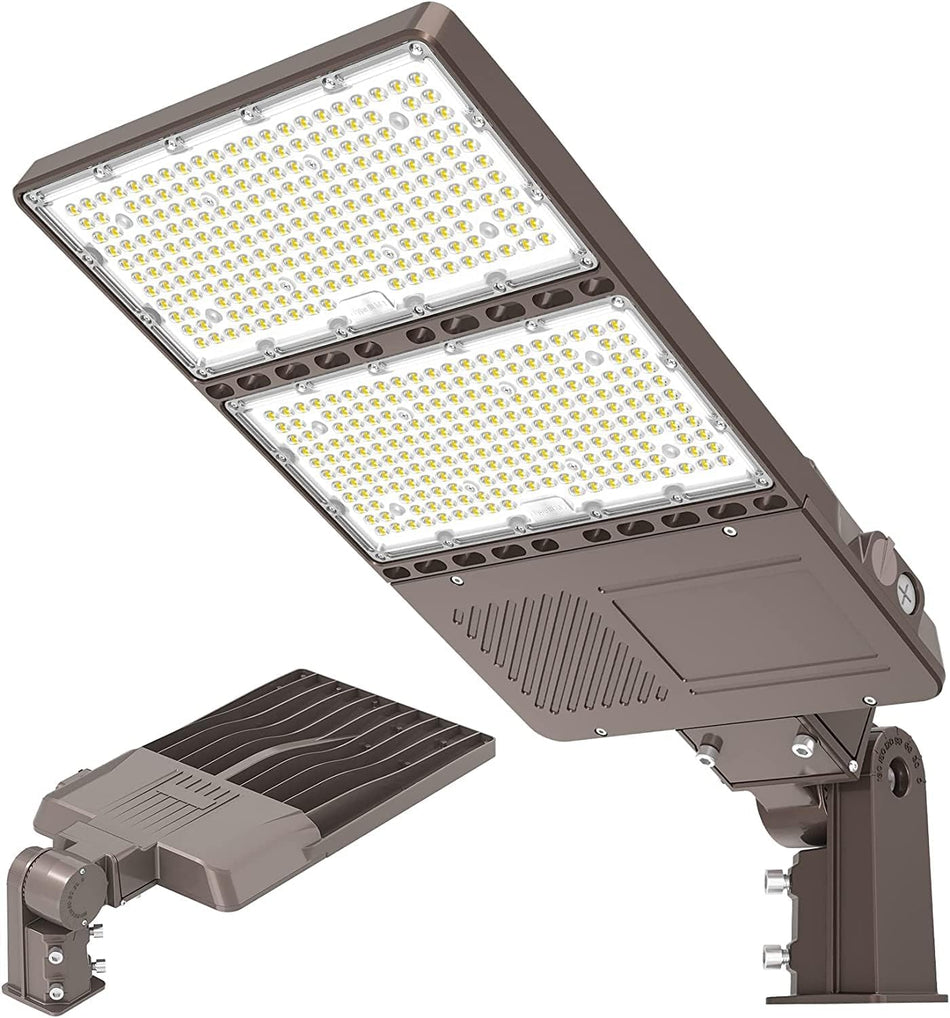 KUKUPPO 320/256/192W LED Parking Lot Light - 48000LM, 100–277V, 4500K/5000K/5700K, With Built-In Photocell