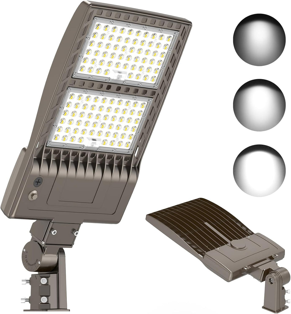 KUKUPPO 240W-400W LED Shoebox Light - Adjustable Wattage Series, 277-480V, 5000K, With Photocell