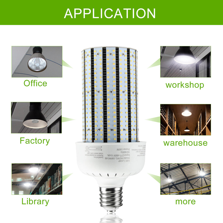 KUKUPPO 80W New LED Corn Light - ETL,12000LM,5000K,277-480VAC,E39,PC Cover