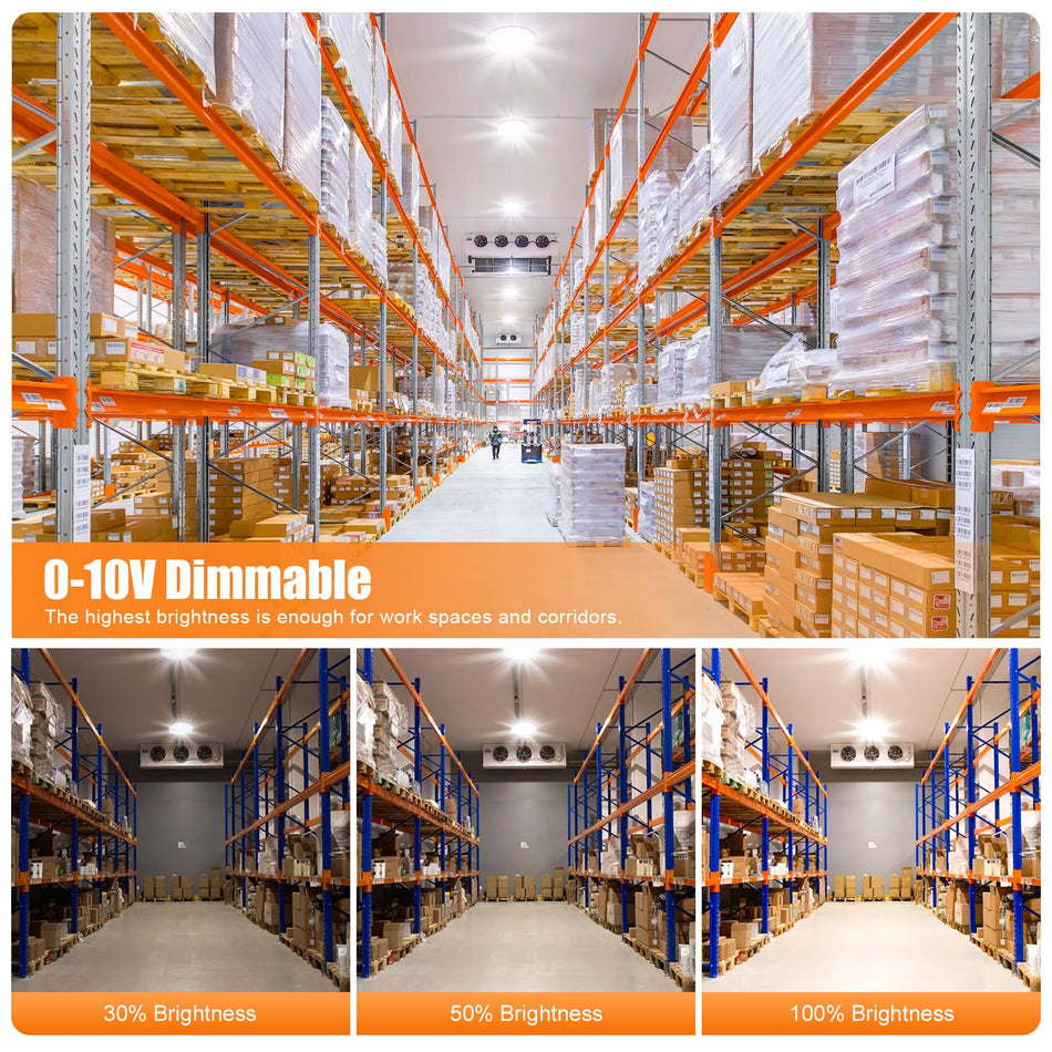 KUKUPPO 150W/120W/90W LED High Bay Light - 22500LM, 100-277V, 4500/5000/5700K, 0-10V Dimmable