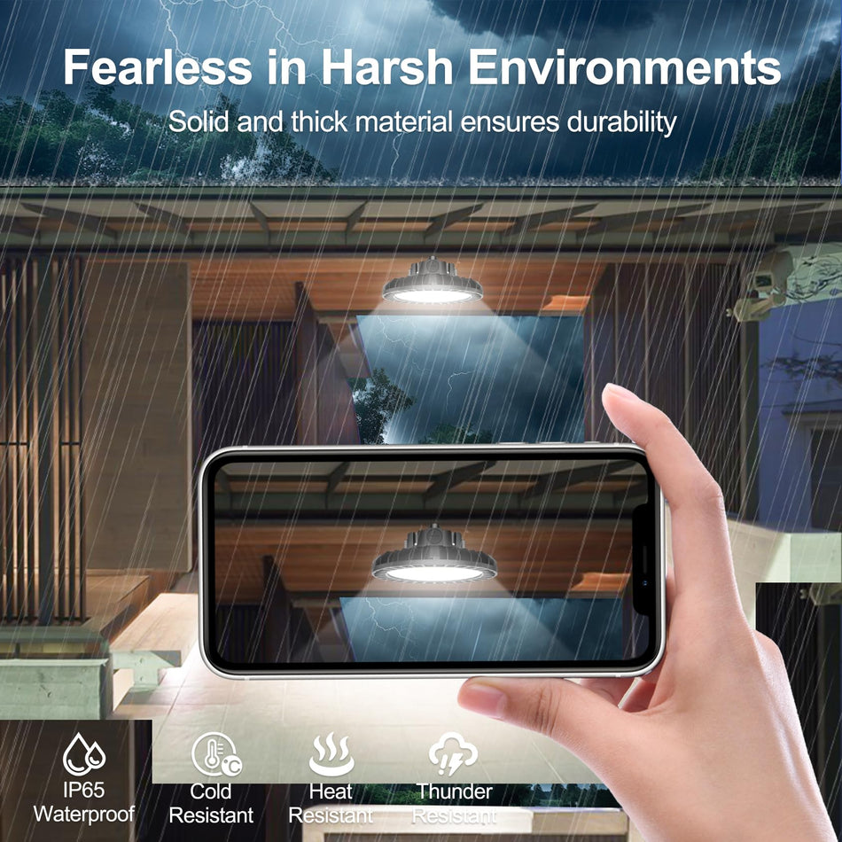 KUKUPPO 240W/200W/150W LED High Bay Light - ETC&DLC,36000LM,5000K,277-480VAC,With Microwave Expansion Port,120°