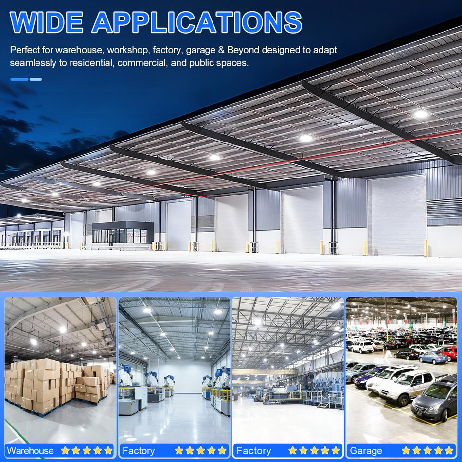 MayLight 500W/400W/300W LED High Bay Light - DLC&ETL,70000LM,5000K,100-277VAC,With Microwave Expansion Port,90°价格要改