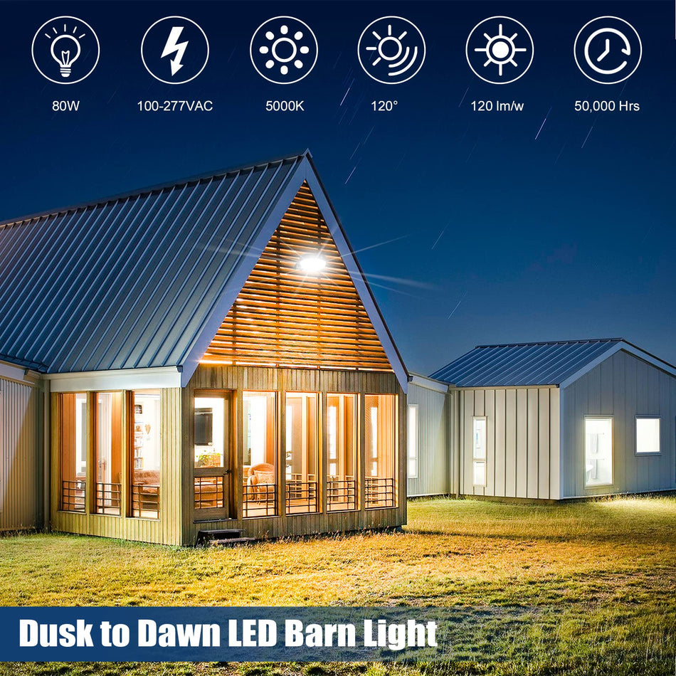 KUKUPPO 50w LED Barn Light - ETL/UL/CE,7000LM,5000K,100-277VAC,With Photocell