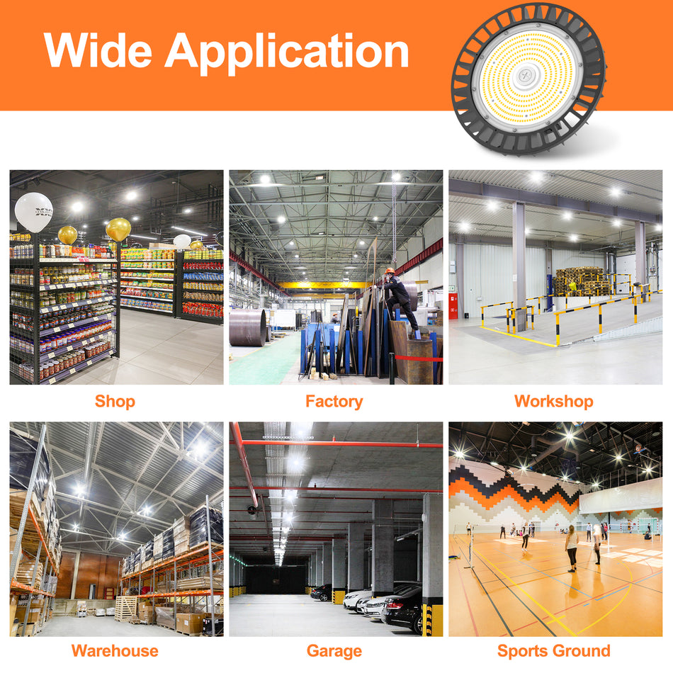 KUKUPPO 150/120/90W LED High Bay Light - 22500lm, 100-277V, 3000/4000/5000K, 90°, With Microwave Expansion Port