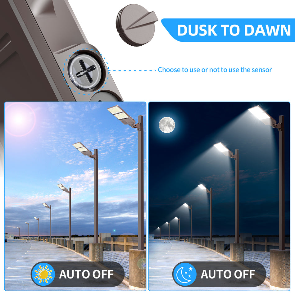 KUKUPPO 240W/200W/150W LED Parking Lot Light - UL&DLC&ETL,36000LM,5000K,277-480V,IP65,With Photocell,A&N Bracket
