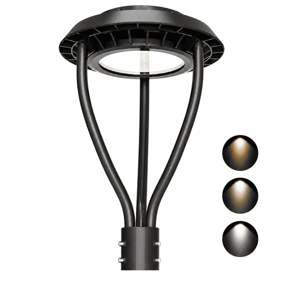 KUKUPPO 60W-100W LED Post Top Light - Wattage Adjustable Series, 100-277V, IP65, With Built-In Photocell