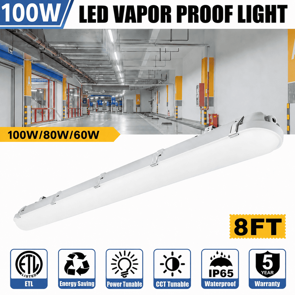 KUKUPPO 4PACK 8FT 100/80/60W LED Vapor Light - 15000LM, 3000/4000/5000K, 100-277V, 0-10V Dimmable